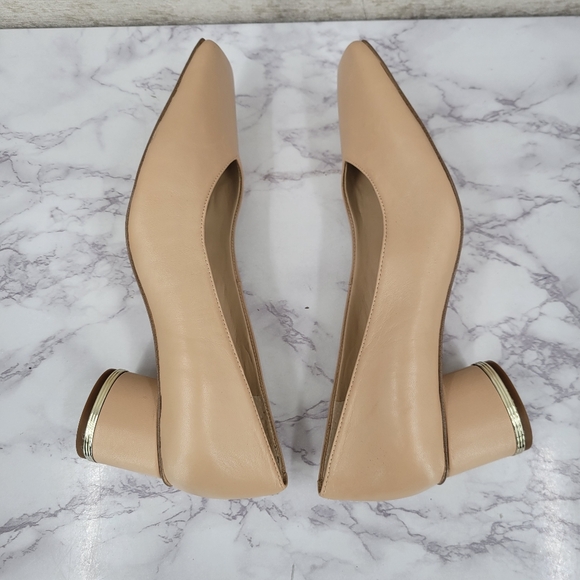 Franco Sarto Womens Pisa Leather Square Toe Pumps Nude Beige Heels - Picture 8 of 12